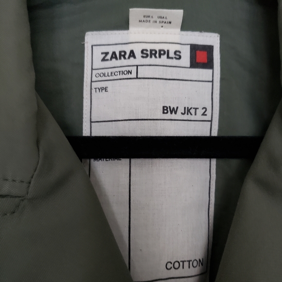 Zara SRPLS Army Green Crop Embroidered Jacket L - Picture 6 of 8
